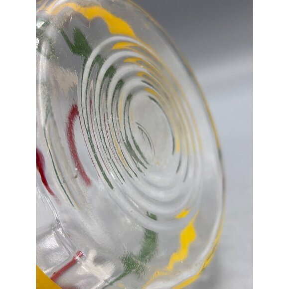 Vtg Glass Juice Pitcher Carafe With Colorful Stripes - Picture 4 of 5